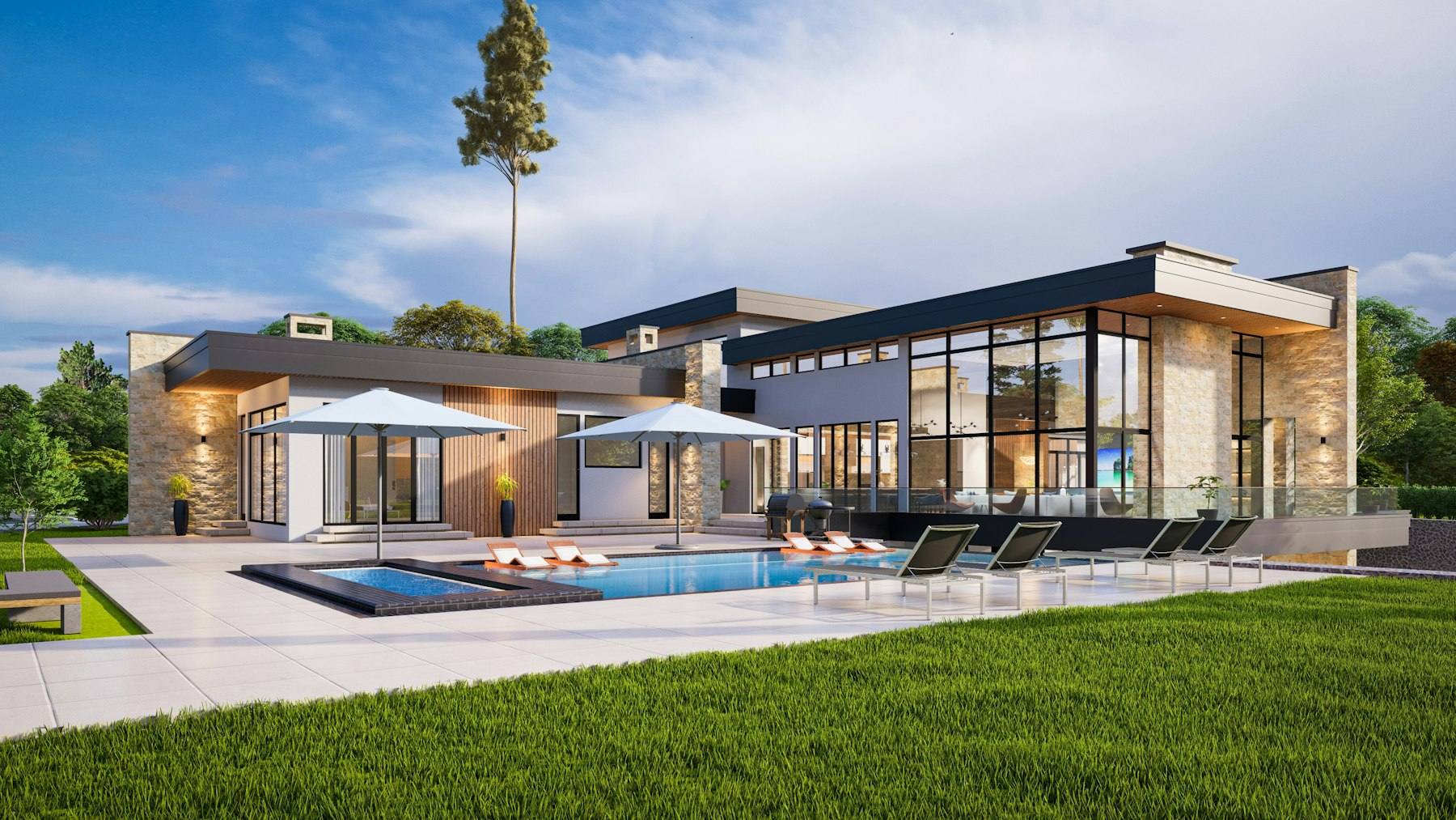 Modern Los Angeles home with pool and valley view